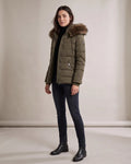 Women's Puffer Jacket with Faux Fur Hood and Zip Pockets, Fitted – Tamsin